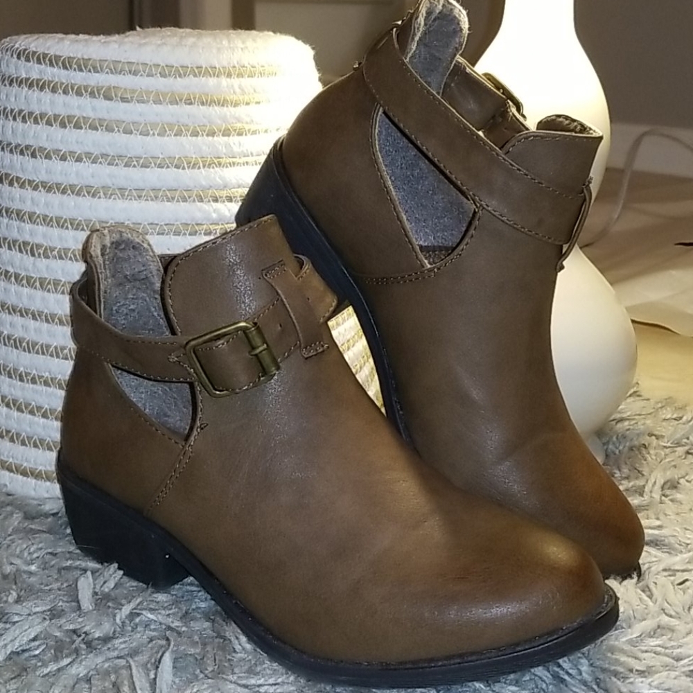 Brown Leather Ankle Booty